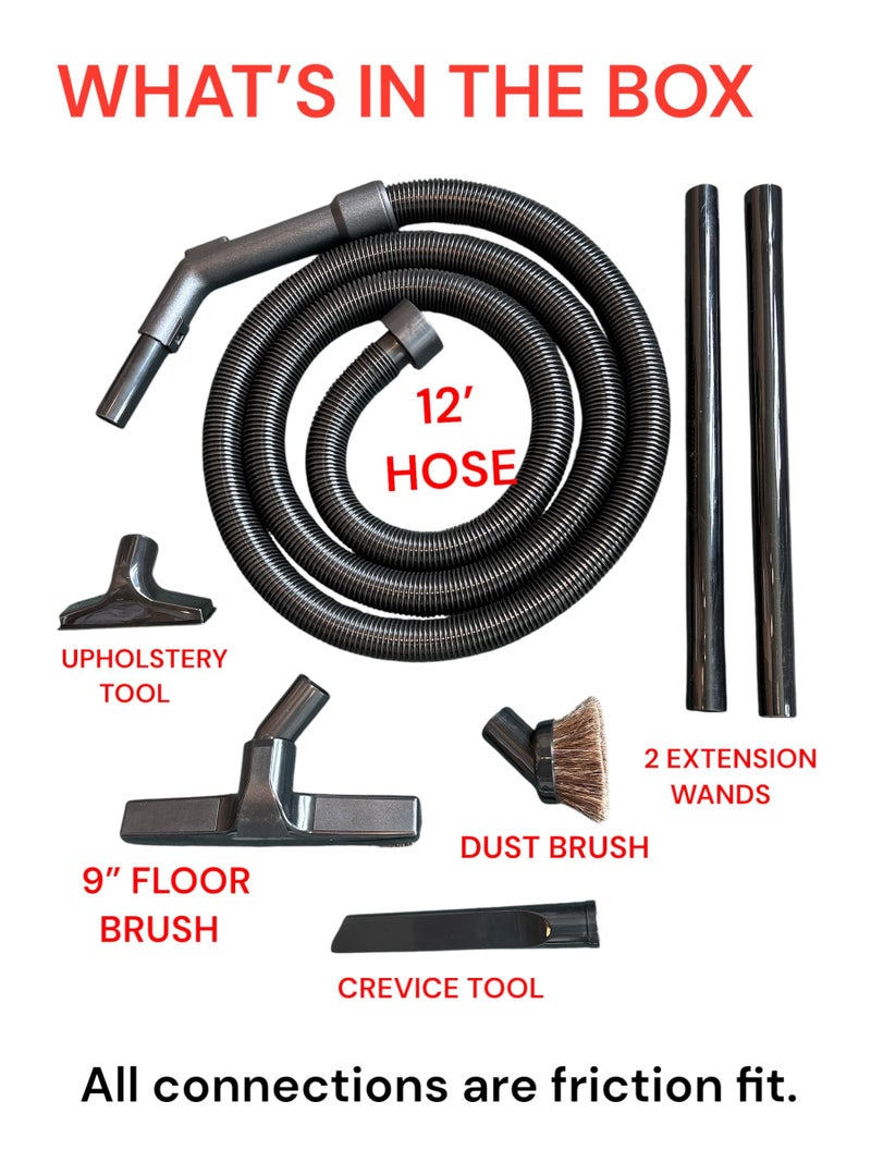MP Maresh Products Maresh Products Compatible Replacement for Some Shop Vac & Ridgid Style Vacuum Cleaners Commercial Grade Hose with Tool Set, Has 2 1/4" Machine End Coupling & Uses the Standard 1 1/4" Hose Attachments - Image 3